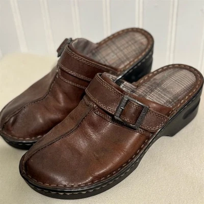 Eastland Mae 6M Zuecos de Cuero Marrón Mula Hebilla Gruesa Cottagecore Zapato Confort Foto 1 de 4