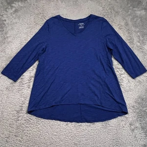 Chico's The Ultimate Tee Women's 2 US L 12 Blue 3/4 Sleeve High Low Stretch - Picture 1 of 13
