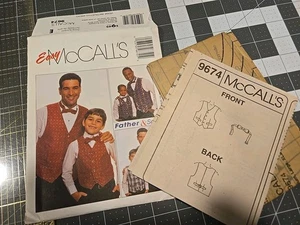 Mccall's 9674 Easy Sewing Pattern Men’s & Boys Vest Bow Tie Uncut - Picture 1 of 1