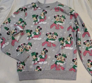 Disney Weihnachten graues Sweat Shirt mit Mickey & Minnie Eislaufen LOVE bequem - Bild 1 von 11
