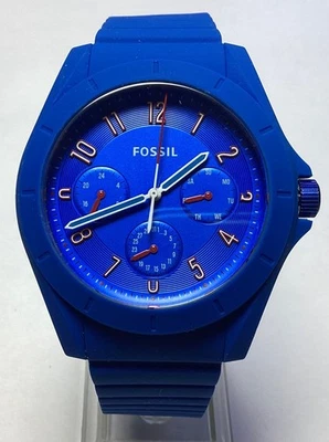 Мужские часы Fossil синий силиконовый мульти циферблат WR дата FS5219 новый аккумулятор - Изображение 1 из 4