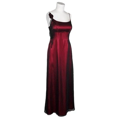 Vintage Bill Levkoff Y2K Whimsigoth Maxi Dress Sz 6 Rosette Ruffle Red Goth Prom - Image 1 of 4