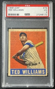 TED WILLIAMS PSA 3 1948 LEAF BASEBALL #76 VG VINTAGE RED SOX - Picture 1 of 2