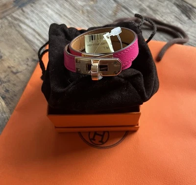 Pulsera Hermes Kelly Doble Tour Rosa Pop Talla T 1 Foto 1 de 4