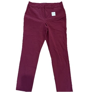 Old Navy hoch geschnittene Pixie Damenhose burgunderrot Karriere Stretch Größe 10 neu mit Etikett - Bild 1 von 6