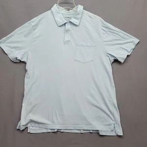 L.L. Bean Slightly Fitted Golf Pullover Polo 1/4 Button Blue Men Large Regular - Picture 1 of 12