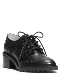 Michael Kors Edison Oxford Leather Lace-Up Shoe Black 6 1/2M New $195 - Picture 1 of 7
