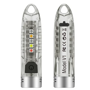 2X Mini Taschen LED Taschenlampe Schlüsselanhänger Taschenlampe USB Wiederaufladbar Licht Lampe Camping - Bild 1 von 23