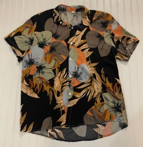 Shein Kleid Hemd Knopfleiste Blumen Kurzarm Gr. L Mehrfarbig - Bild 1 von 6