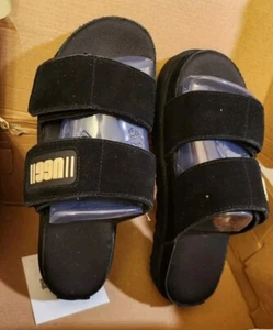 UGG Greer Suede Platform Slide Black Slippers Sandals Size 9.5 Womens 1129210 - Picture 1 of 8