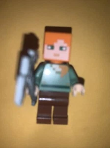 Minecraft Lego Minifigure Alex - Flat Silver Legs MIN026 21125-1 Orange Head-25 - Picture 1 of 3