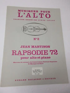 Jean Martinon Rapsodia 72 para viola y piano Gerard Billaudot - Imagen 1 de 4