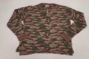 Embassy Shirt Mens Large Henley Long Sleeve Thermal Green Woodland Camo - Picture 1 of 7