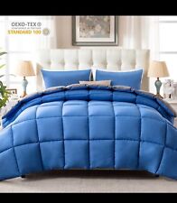 3 Pieces Bed in a Bag Comforter Set Duvet Insert,Reversible,Blue/Grey,Full