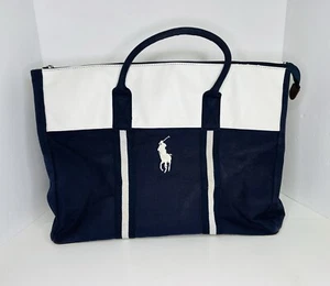 Polo Ralph Lauren Large Tote Bag Handbag Canvas Logo Embroidery *Missing Strap* - Picture 1 of 16