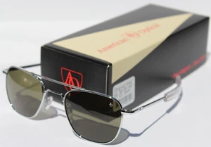 Gafas de sol American Optical originales piloto plateadas/verdes calobar de nailon 52 GNN NUEVAS - Imagen 1 de 11