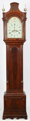 C. 1800 Philadelphia High Style Mahogany Tall Case Clock made by Leslie & Price Cover