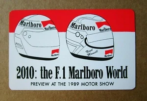 Card plastificata "2010 THE F.1 MARLBORO WORLD - PREVEW 1989 MOTOR SHOW" - '80 - Picture 1 of 1