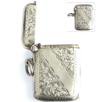 Antique Vesta Case Floral Pattern 18.3g 30 x 42 x 7mm 1907 Birmingham NB 228 - Image 1 of 4