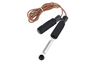 CORDA SALTO CUOIO con PESI AI MANICI PESANTE Metal Bar SKIPPING SPEED ROPE BOXE - Imagen 1 de 1