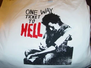 ONE WAY TICKET TO HELL PUNK VINTAGE WEISSES T-Shirt, mit BÜGELBILD GRÖSSE X-LARGE - Bild 1 von 2