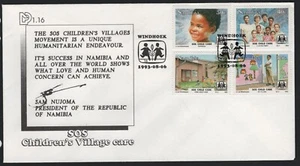 Namibia SOS Children's Village Humanitarian Care 1993 FDC con inserto - Imagen 1 de 2