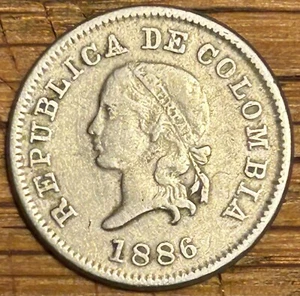 1886 Colombia (Large 5). 5 Centavos. KM# 184. Lot #1851. Ungraded. - Picture 1 of 2