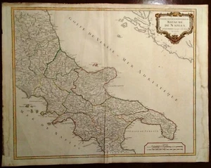 Carta geografica antica REGNO di NAPOLI sett.Terra Lavoro Vaugondy 1750 Old map - Picture 1 of 12