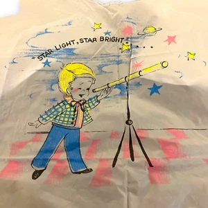 Vintage 50er-60er Jahre ~ Kunststoff/Vinyl Baby Lätzchen Bindeschnur Krümelfänger ~ Atomic - Bild 1 von 8
