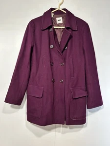 DKNY Wollmantel Damen Small Burgund Zweireiher Jacke Classic Whimsy Goth - Bild 1 von 13