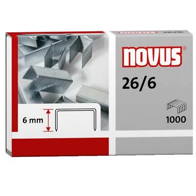 1000 x Heftklammern Novus® 040-0056, 26/6, verzinkt, Tackerklammern