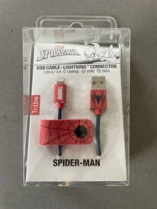 ❤️🕸️💙 SPIDER-MAN 🕷️ TRIBE 1.2M USB CABLE - APPLE CONNECTOR - Photo 1 sur 2