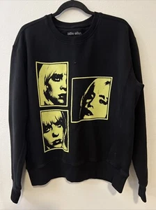 Billie Eilish Happier Than Ever World Tour 2022 Crewneck Sweatshirt M Black Flaw - Picture 1 of 10