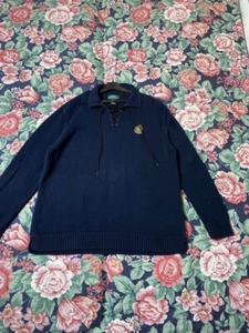 Lauren Ralph Lauren Cardigan Sweater XL Distressed SunFaded 90s Crashed Workwear - Picture 1 of 15