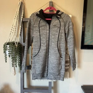 Chaqueta Lululemon Long For It para mujer gris jaspeado negra con capucha cremallera completa talla 2 - Imagen 1 de 7