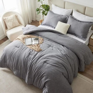 Twin/Twin XL Comforter Set Dorm Bedding - 2 Pieces Grey Twin Extra Long Soft ... - Picture 1 of 8