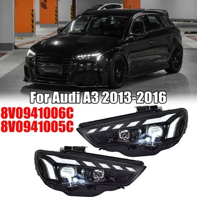 1 Pair Left & Right LED Headlights Assembly Upgrade For Audi A3 2013-2016 - Image 1 of 4