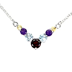 925 Sterling Silver Necklace Round Mozambique 11mm Citrine Topaz Gemstone 18 Ins - Picture 1 of 14
