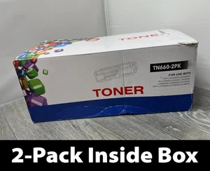2-Pack Black Toner Cartridge Fit/For Brother TN660-2PK use with HL, MFC & DCP - Picture 1 of 18