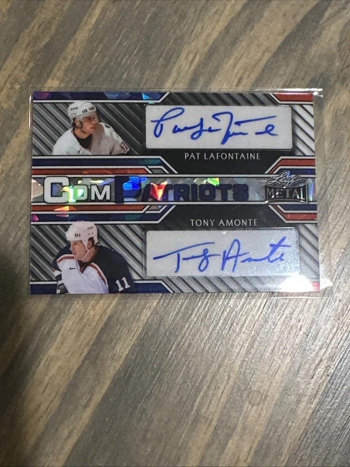 Hoja de hockey de metal 2025 doble automático Pat Lafontaine/Tony Amonte 1/1 hielo agrietado Foto 1 de 2