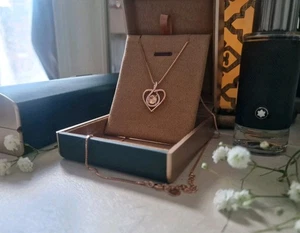 Rose Gold Plated Heart Citrine Yellow Pendant Necklace Fashion Jewelry Gift - Picture 1 of 10