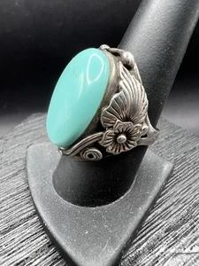 Sterling Silber Navajo Stil Grob Türkis Ring Größe 8,5 - Bild 1 von 17