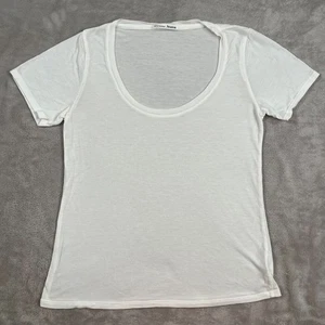 Camisa Reformation para mujer talla XS blanca cuello redondo manga corta informal tejido suave - Imagen 1 de 10