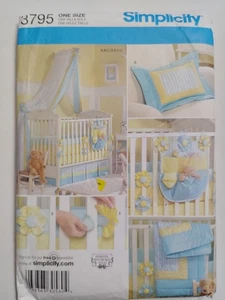 Nursery Crib Bedding Bumper Pillow Quilt Simplicity 3795 Craft Sewing Pattern UC - Picture 1 of 9