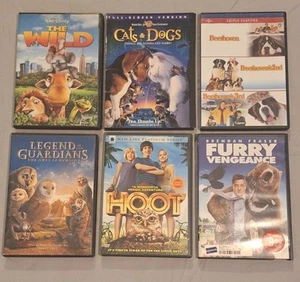 Animal Movie Lot 7 DVDs - Cats and Dogs, Hoot, Furry Vengence, Beethoven 1, 2, 3 - Picture 1 of 1