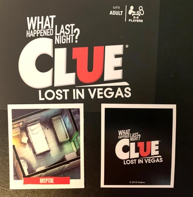 Clue   LOST IN VEGAS   Hospital    Location Card    HASBRO   2018 - Image 1 of 3