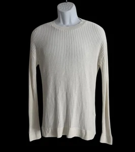 Reiss Herren Pullover Oberteil M Rippstrick Rundhals leicht Muscle Off White L/S - Bild 1 von 10