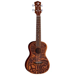 Luna UKE PCE C Love Music Peace Concert Ukulele w/ Gigbag, Pau Ferro - Picture 1 of 1