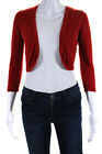 Oscar de la Renta Womens Cashmere Knit Long Sleeve Bolero Sweater Red Size XS