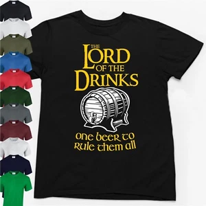 THE LORD OF THE DRINKS T-SHIRT > Funny Slogan Novelty Drinking Geek Men's top - Picture 1 of 24